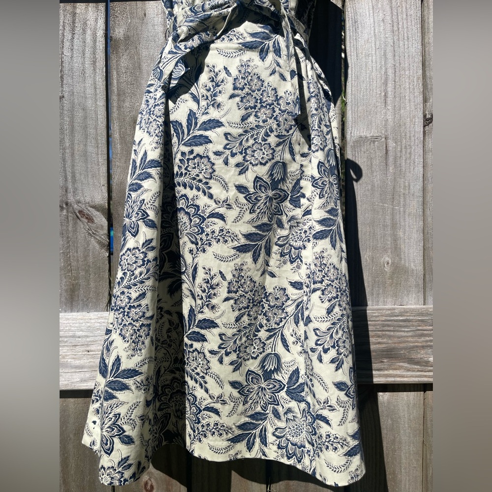 SEV Floral Print Strapless Midi Dress in Cream and Navy Sz 6 - Picture 3 of 10